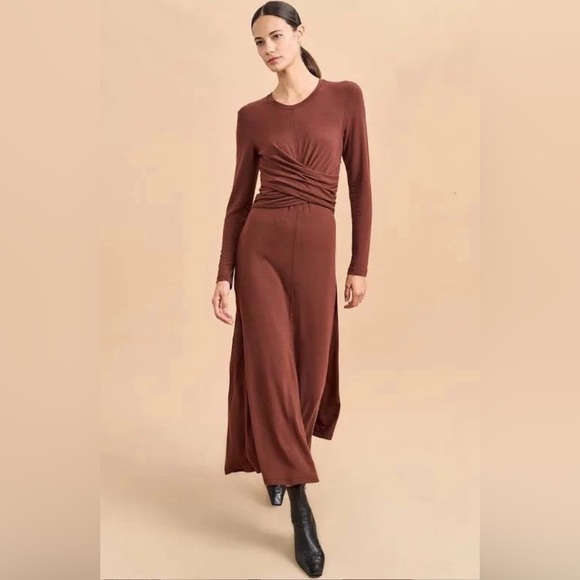 NWT La Ligne $395 Brown Twist Jersey Maxi Dress Size XXS (should fit XS)